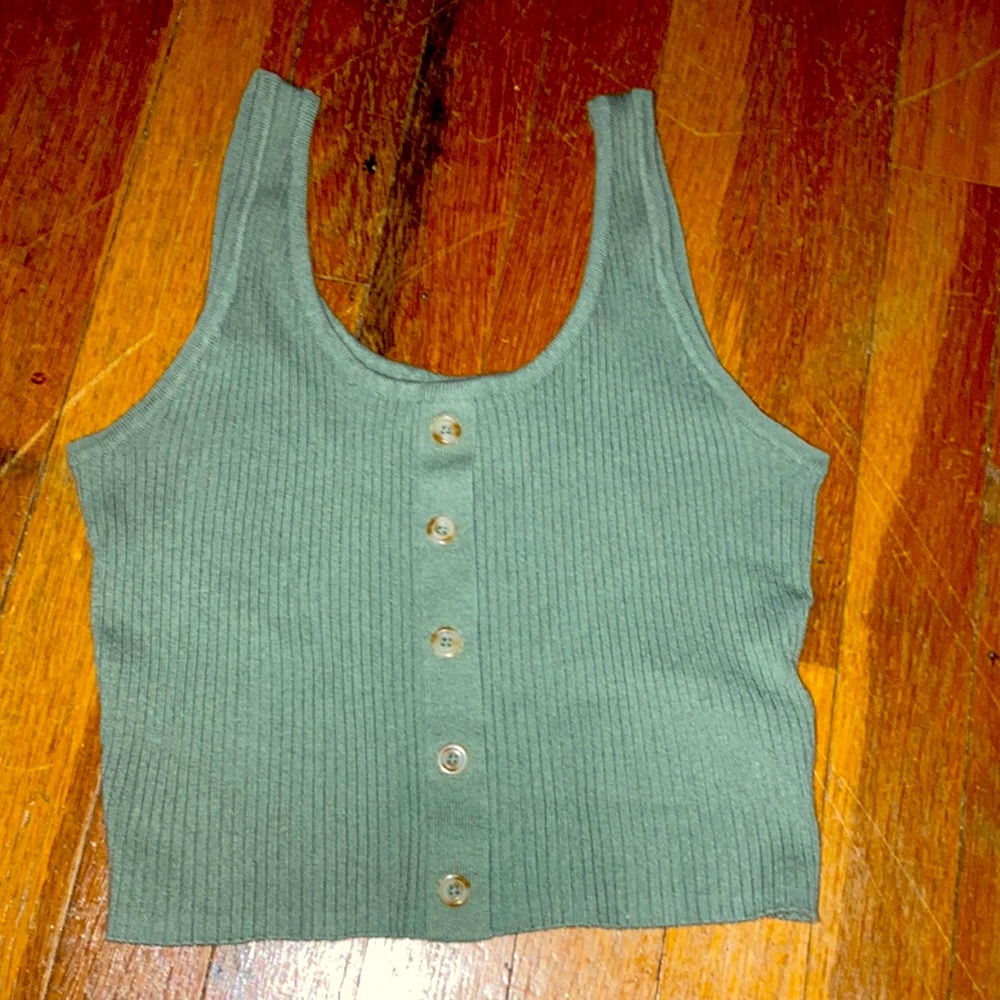 Small Sized, Green, Summer Button-up, H&M Crop Top